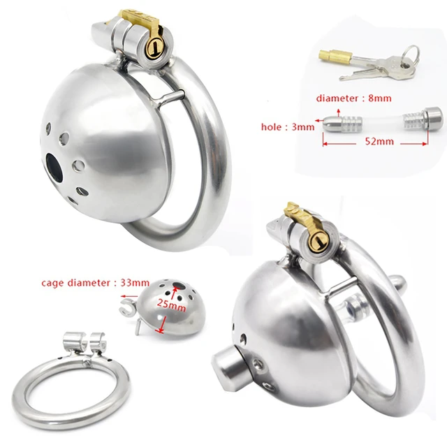 Jaula de castidad masculina con dispositivo de bloqueo oculto, anillos para  pene de acero 304, dilatador de catéter uretral de ojo de caballo,  dilatador de pene, catéter de uretra - AliExpress