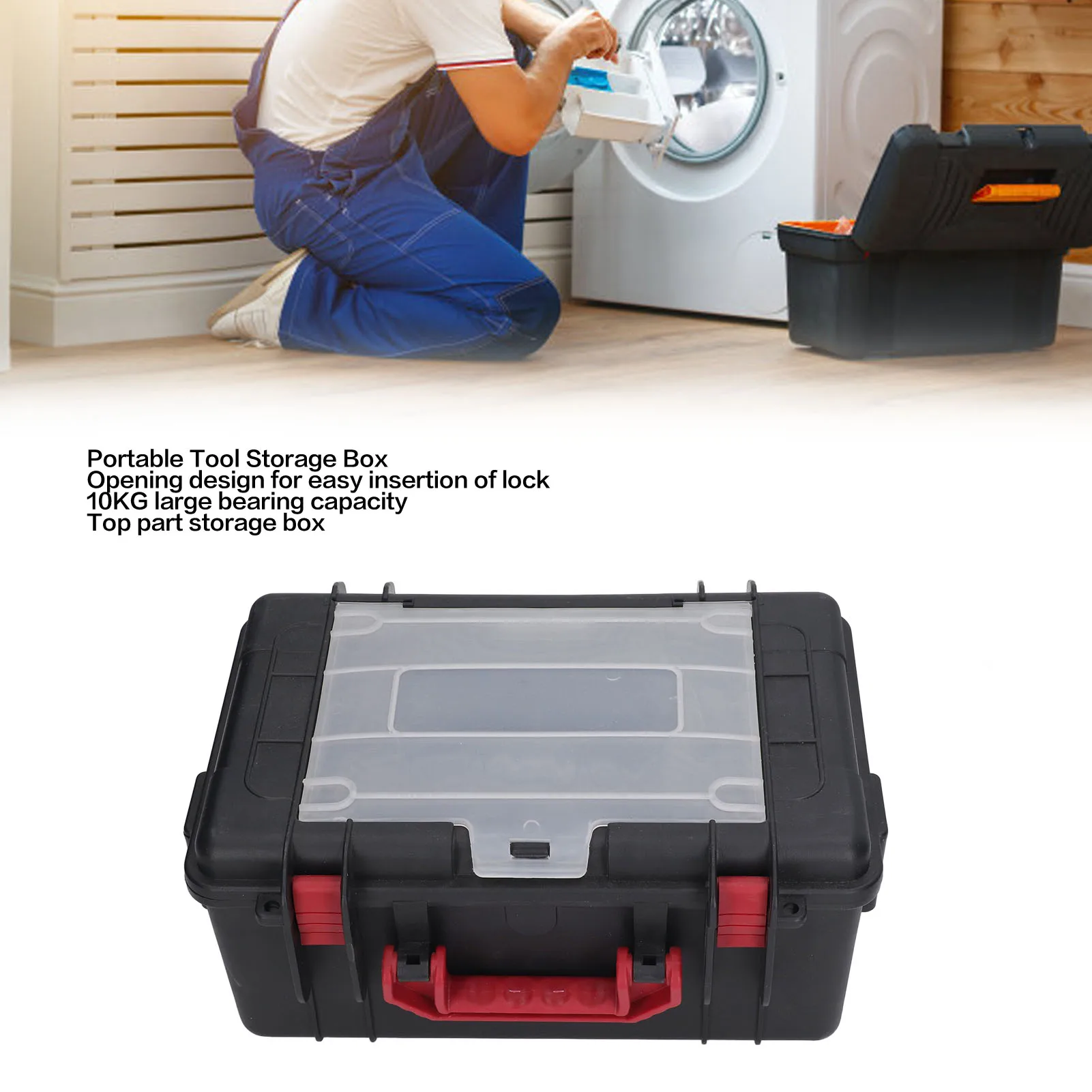 Black Multifunctional Hardware Tool Box Portable Plastic Storage Box for Parts Organization 2
