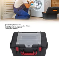 Black Multifunctional Hardware Tool Box Portable Plastic Storage Box for Parts Organization 2