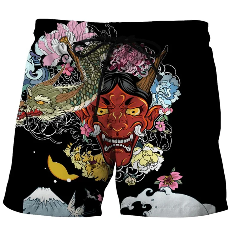 Trend Japanese Samurai Pattern Beach Shorts Summer Fashion Cool Mens Kids 3D Printed Swim Trunks Loose Streetwear Harajuku Pants 2