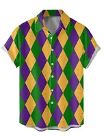 2024Graphic Mask Men's Shirt Button Up Casual Daily Wear Date Vacation Lapel Short Sleeves Polyester Shirts Carnival 1