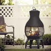 Fire Pit Wood Burning Chiminea Outside Fireplace Patio Small Firepit Brown-Black 3