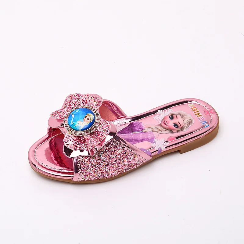 Children's Slippers Summer New Simple Elsa Princess Girls' Home Indoor And Outdoor Rhinestone Flat Shoes 6