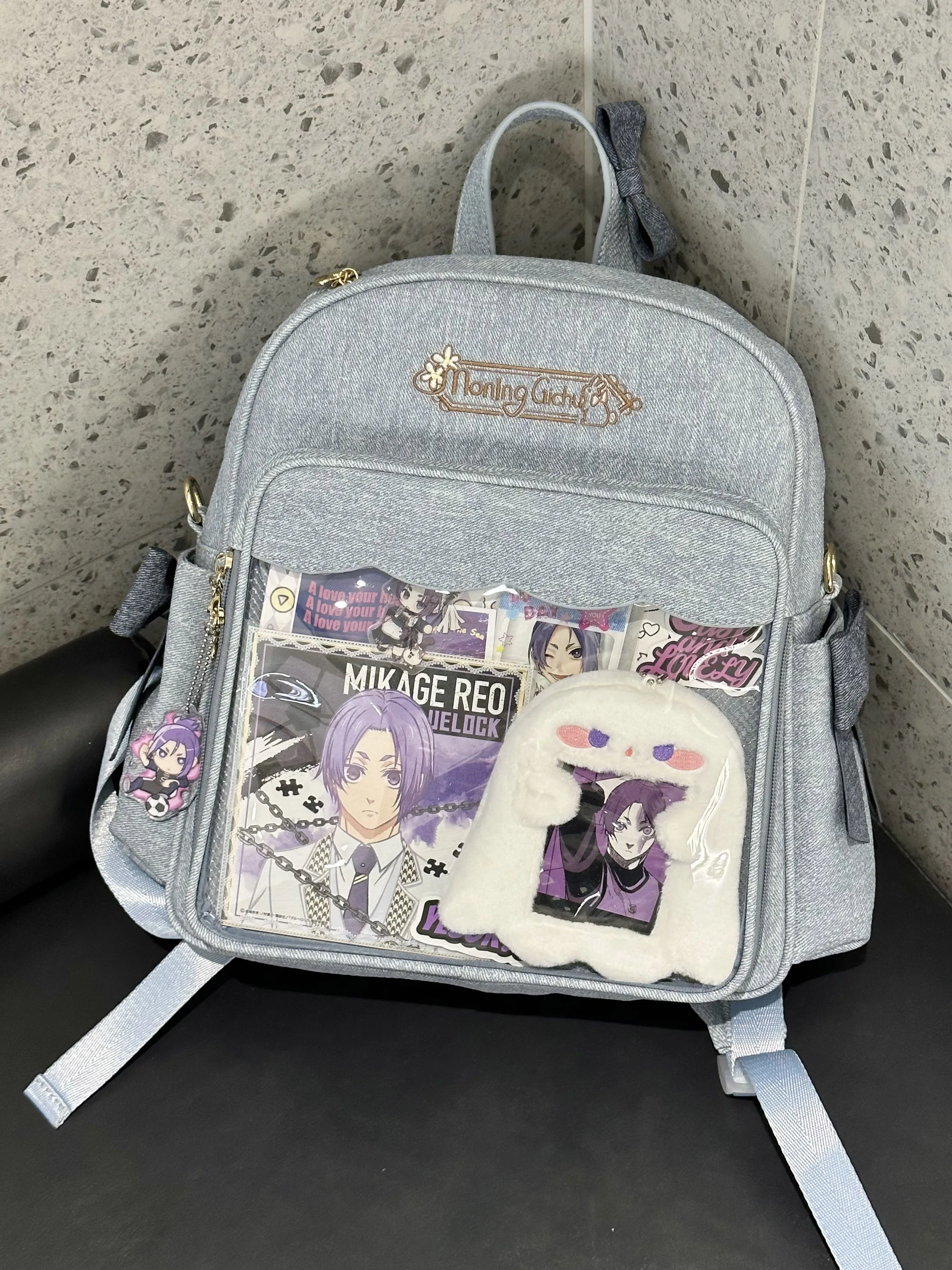 Cute Backpack Bow Large Capacity JK Uniform Shoulder Bag Women Itabag Schoolbags Transparent DIY Tote Handbag 5