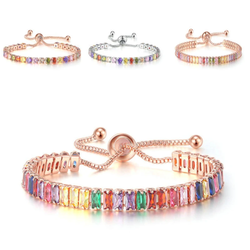 Браслет-цепочка для мужчин и женщин зеленая теннисная цепь с кубическим