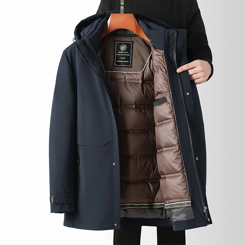 Detachable Hooded Down Jacket Men 3-in-1 Liner Hat Waterproof Coat, Warm Parka, Windproof, Outdoor Trekking, Autumn and Winter
