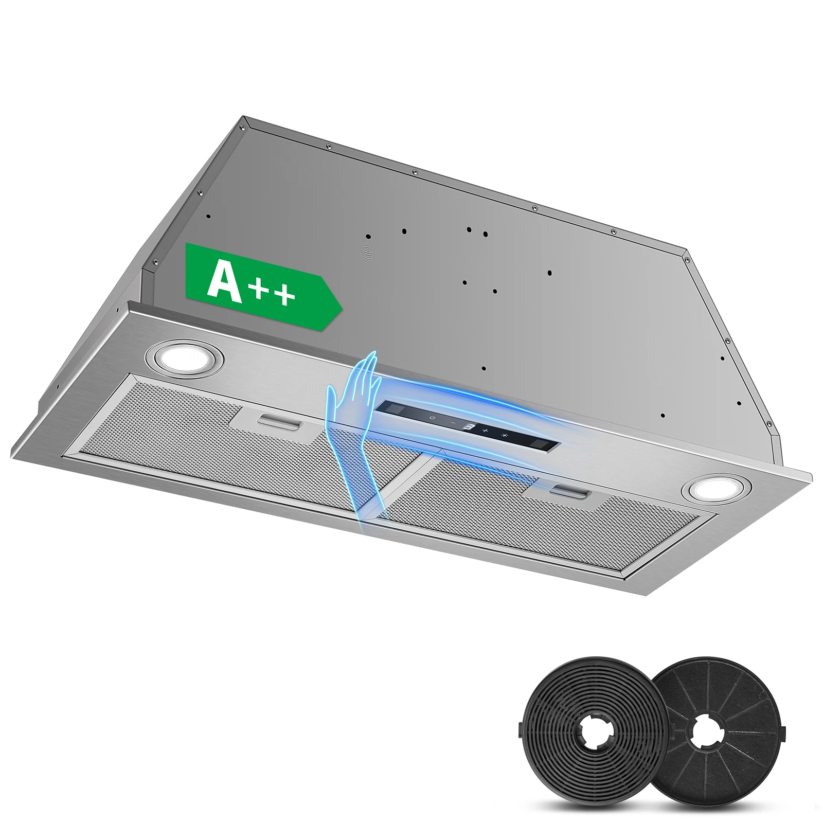 KICHPOWER 72 cm Hotte aspirante intégrée 400 m3/h avec contrôle des gestes et fonction booster [A++]