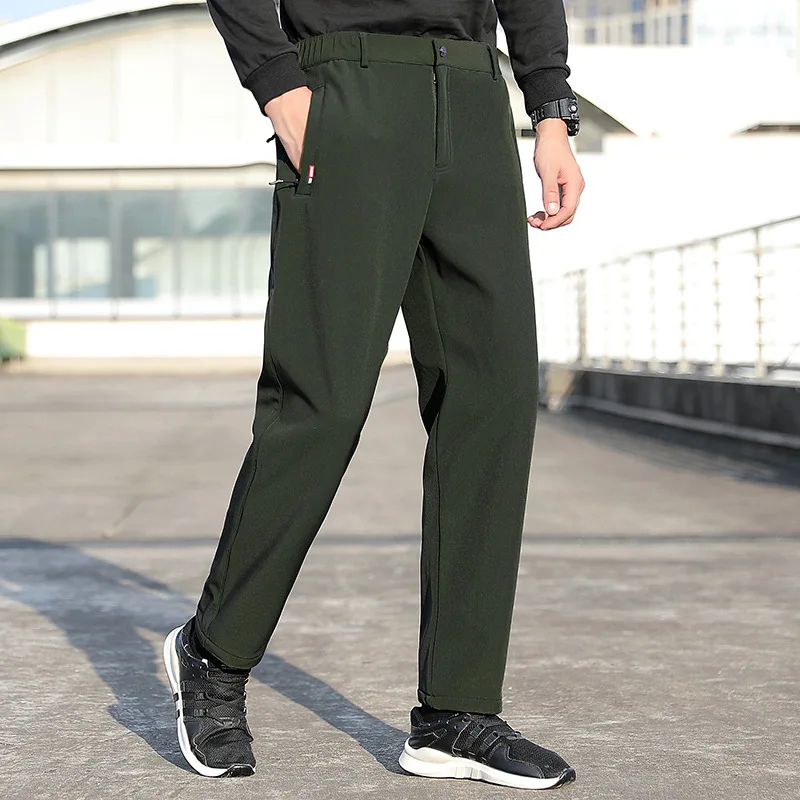 Men\'s Summer Cargo Pants Big Size Ice Silk Stretch Breathable Straight Leg Pants Quick Dry Elastic Lightweight Long Trousers