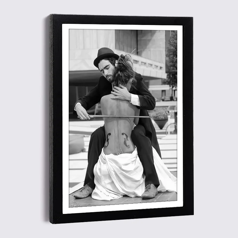 

Picture Frames 5'' 7'' 8'' with Black White Wall Art Canvas Painting Street Violin Artist Model Woman Poster Wood Photo Frames