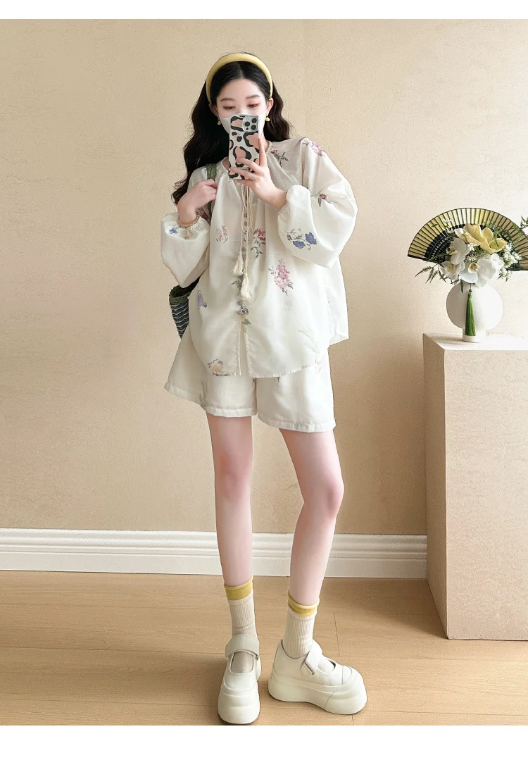 G77133# 2 Pcs Maternity Long Sleeve Stylish Suits Summer Pants Suit