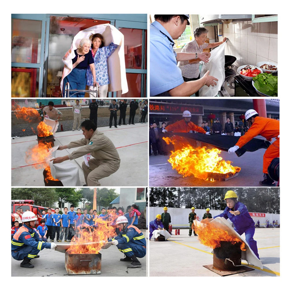 2M X 2M Fire Blanket Emergency Fiberglass Cloth Survival Extinguisher Kitchen Shelter Safety Offices Protector Cover Tent