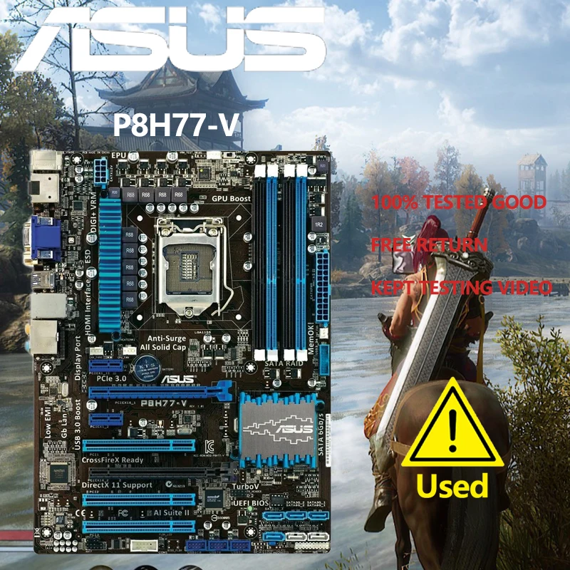 Placa-mãe para Computador Usada para Asus Visual H77 Lga 1155 22nm i3 i5 i7 Ddr3 32g Sata3 Usb Atx