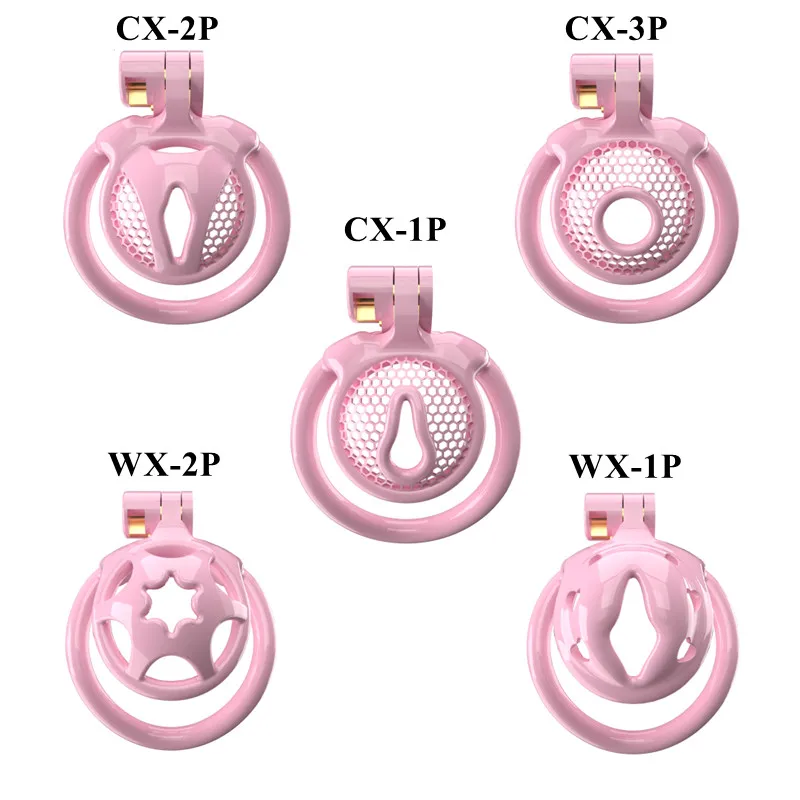 

Super Small Chastity Cage for Sissy Toys CB Lock with 5 Size Penis Rings Erotic Bondage Cock Cage Sex Toi for Man Pink Chastity‬