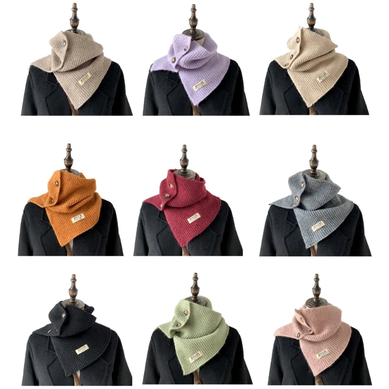 

Knitted Scarf Button Wool Knitting Neck Scarves Snoods Face Cover Pullover Scarf