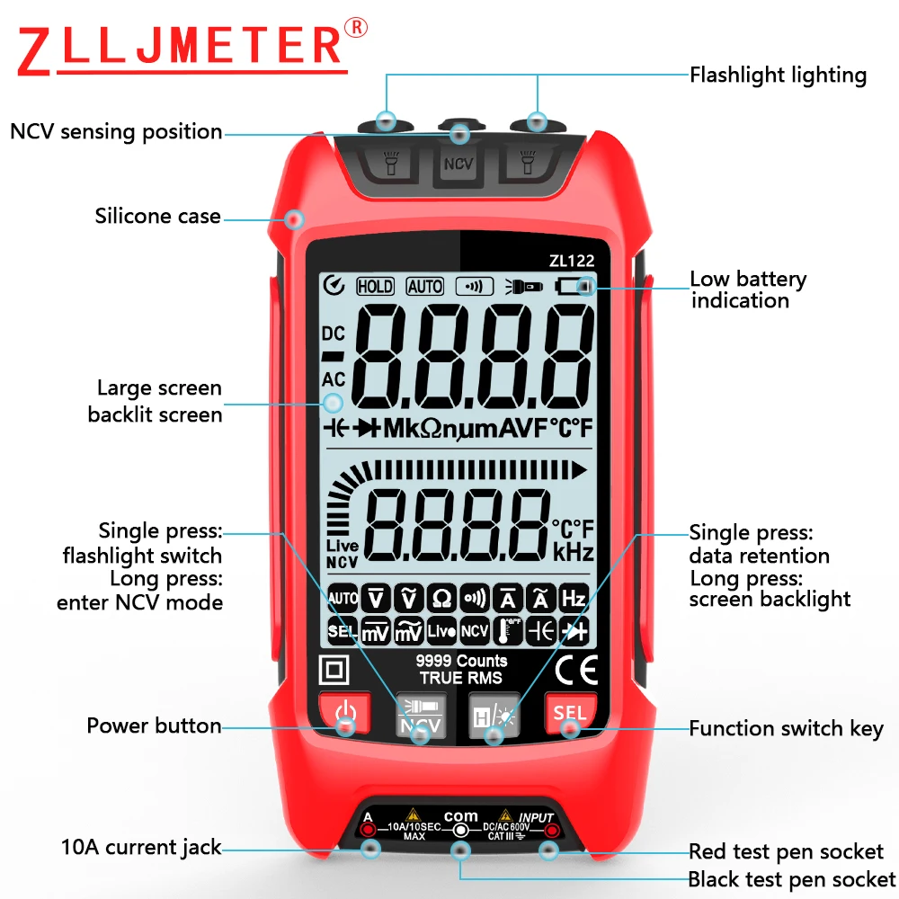 Digital Multimeter DC AC Multimeter Capacitance Tester Manual Range Voltage Meter True RMS Transistor Tester Electrician Tool digital multimeter,transistor tester,multimeter tester