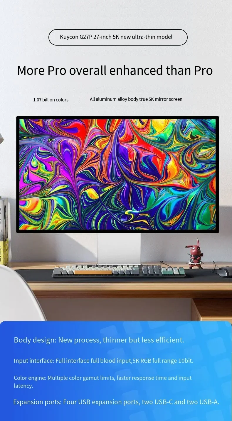 KUYCON-Pantalla de 27 pulgadas para videojuegos, pantalla de 