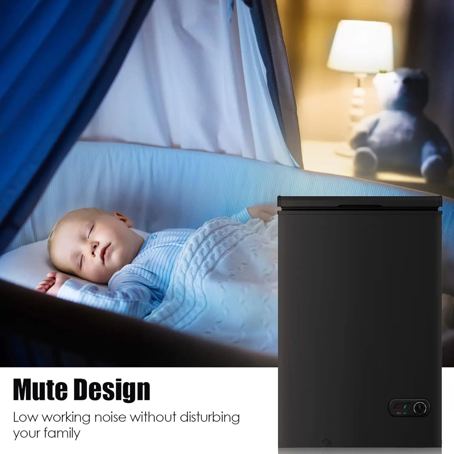 3.5 Cubic Feet Chest Freezer with Removable Basket, from 6.8℉ to -4℉ Free Standing Compact Fridge Freezer for Home/Kitc 5