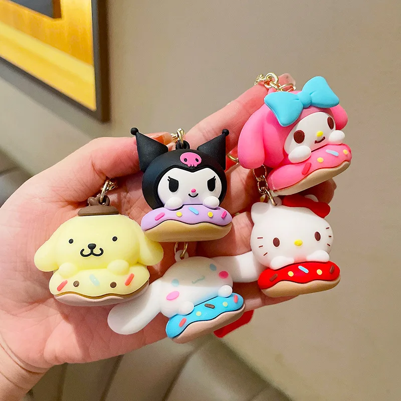 

Sanrio Melody Kulomi Donut Soft Plastic Pendant Cartoon Bag Pendant Keychain Kawaii Birthday Holiday Gift Surprise Anime