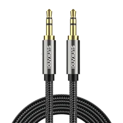 Premium Braided Hi - Fi Sound 3.5mm Aux Audio Cable for Car, Speaker, and Home Stereo Systems (Gray)
