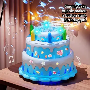 Birthday Cake Bubble Machine for Kids Automatic Bubble Blower 10000+ Bubbles Per Minute/Lights/Music Summer Bubble Maker Toys 1