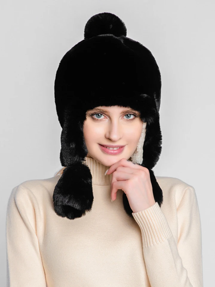 Bonnet Femme Fausse Fourrure épais - Multicolore, Taille Unique - Pour Ski, Hiver, Extérieur