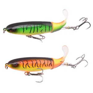 2pcs/lot Whopper Plopper 100mm 13g Floating Popper Fishing Lure pencil Artificial Hard Bait Wobbler Rotating Tail Fishing Tackle