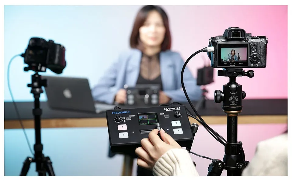 FEELWORLD LIVEPRO L1 V1 Multi Format Video Mixer Switcher 4xHDMI Inputs Camera P