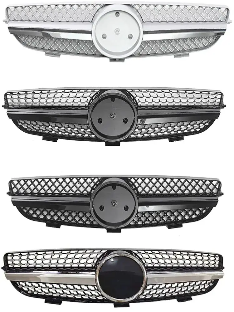 메르세데스-벤츠 CLK W209 2003-2009 CLK320 CLK500 프론트 범퍼 메쉬용 다이아몬드 스타 스타일 블랙 그릴