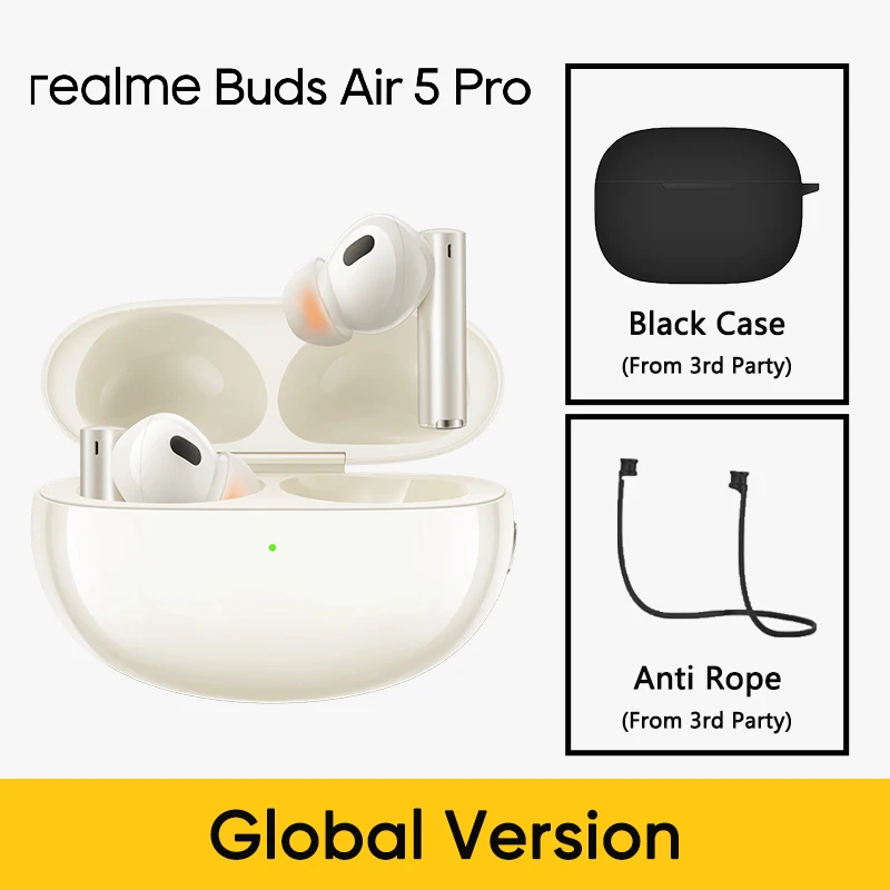 thumbnail image 1 of Versión global realme Buds Air 5 Pro TWS Auriculares inalámbricos Bluetooth 5.3 con cancelación activa de ruido de 50 dB, 1 of 5