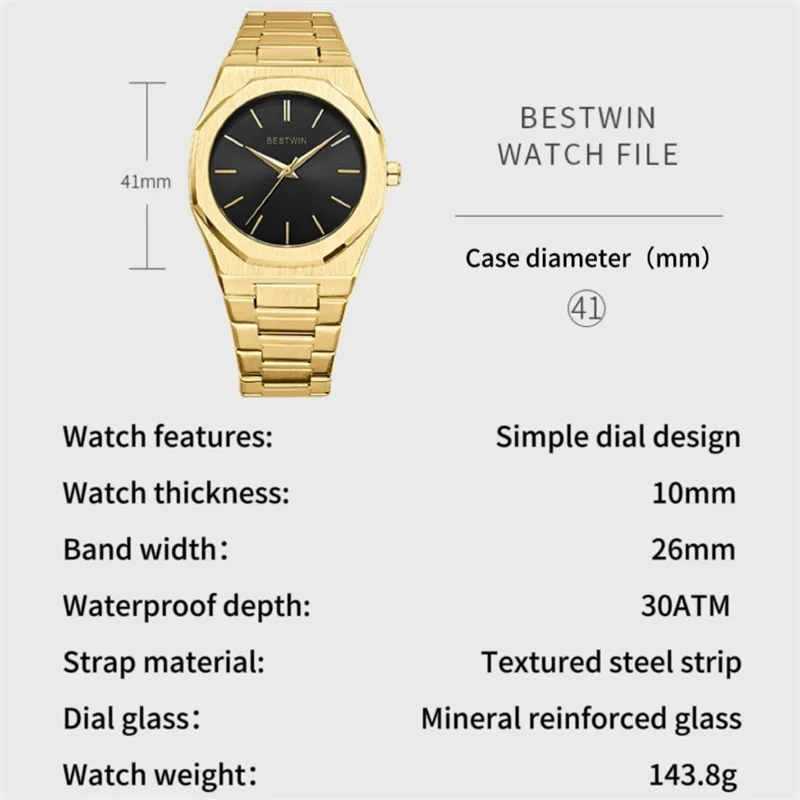 Original Top Brand All Black Stainless Steel Men's Wristwatch Classic Business Waterproof Japan Movement Quartz Watch For Men