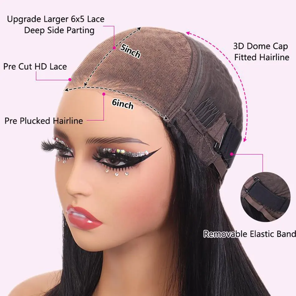 Recool Pre Plucked Handcraft Layered Cut 6&times;5 HD Lace Closure Wig Pre Bleached Wear&Go Glueless Short Bob Wig Human Hair