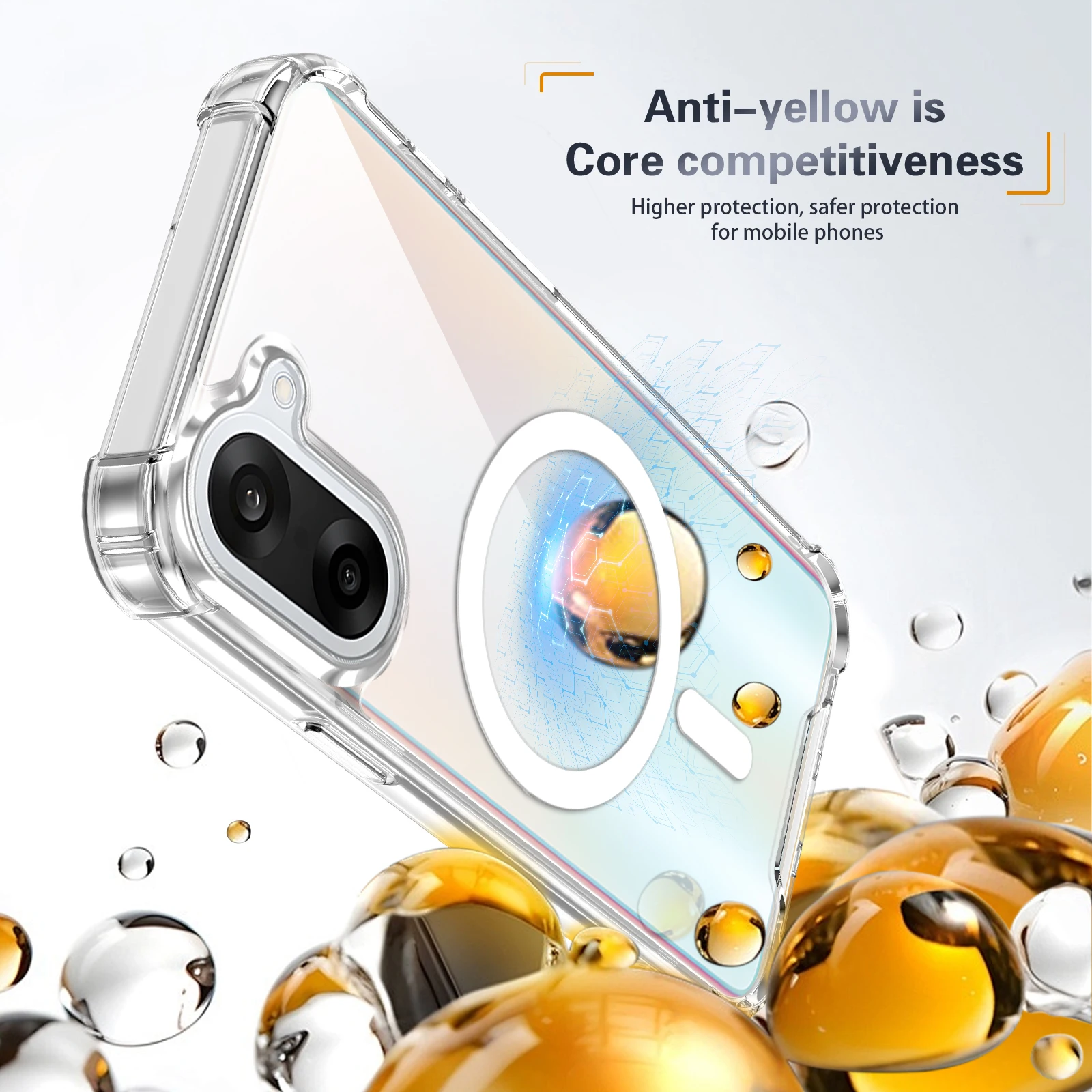 Luxury Magnetic Transparent Phone Case with Airbag Shockproof Protection