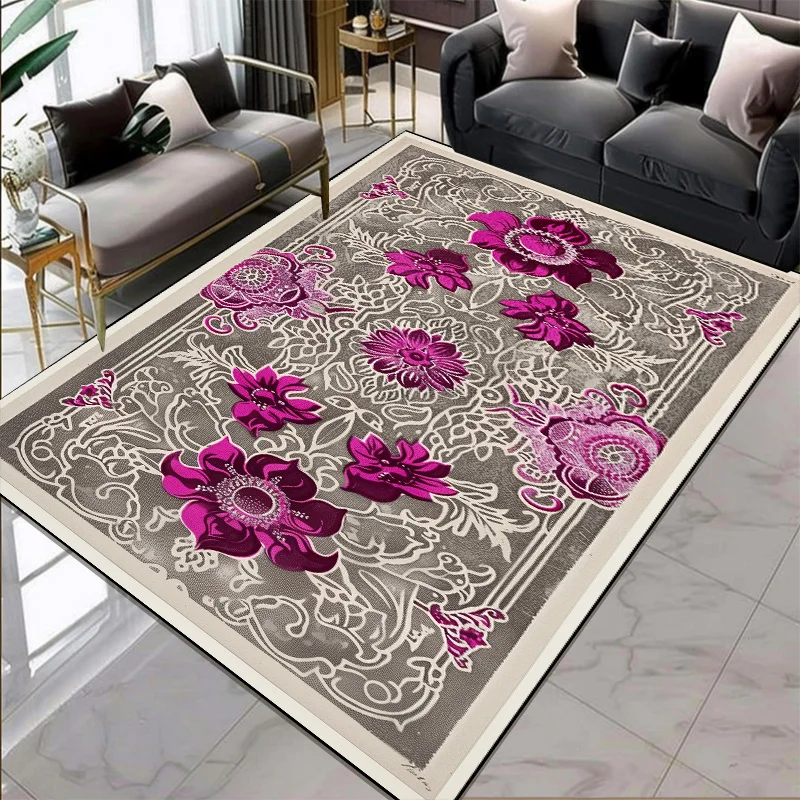 European Style Flower Pattern Carpets for Living Room Gorgeous Large Room Rugs Thickening Big Size Floor Mats for Lounge Balcony 2