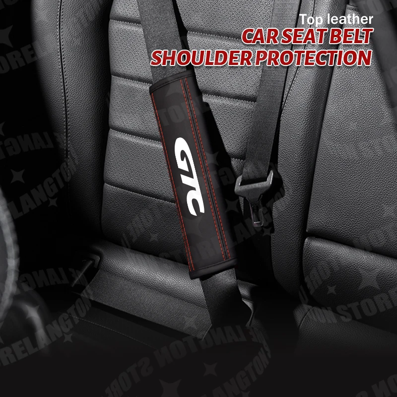 2Pcs Car Styling GTC Leather Car Safety Belt Shoulder Cover Pads For Opel Adam Corsa Insignia Grandland Zafira Vauxhall