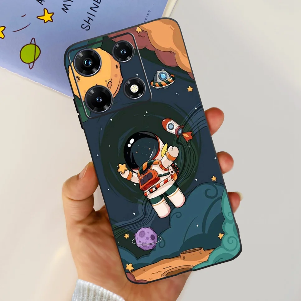 Black Silicone Cute Cat & Flower Design Soft TPU Back Cover Case