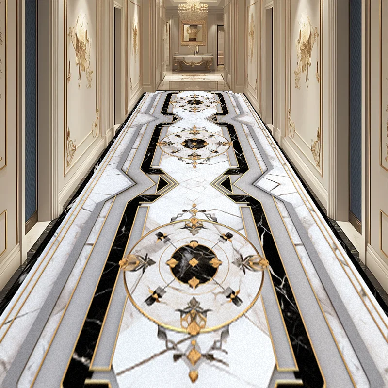 Luxury Long Corridor Carpet European High End Hallway Carpet Non-slip Stairway Home Decor Rug Washable Runner Aisle Kitchen Mats 3