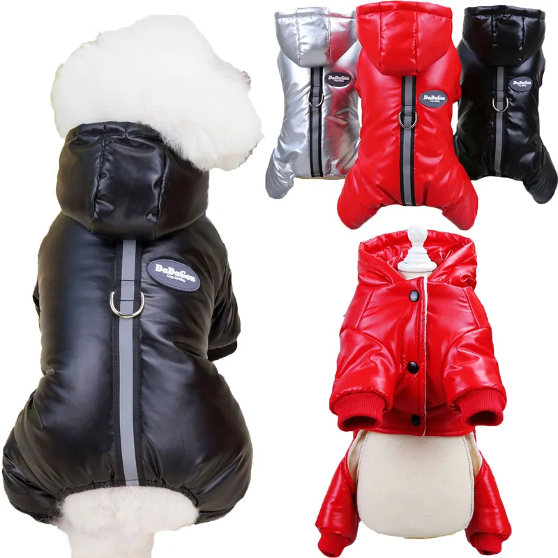 

Black PU Dog Jumpsuit,Warm Coat,Silver Pet Clothes for Small Dogs,Chiwawa Puppy,Four-Leg Jacket,Dog Overalls,Ski Suit,XXL,Winter