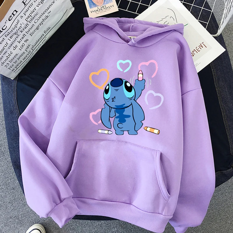 thumbnail image 1 of Sudaderas con capucha de Disney Stitch para mujer, sudadera Harajuku de los 90, ropa de calle de Manga, Unisex, 1 of 5