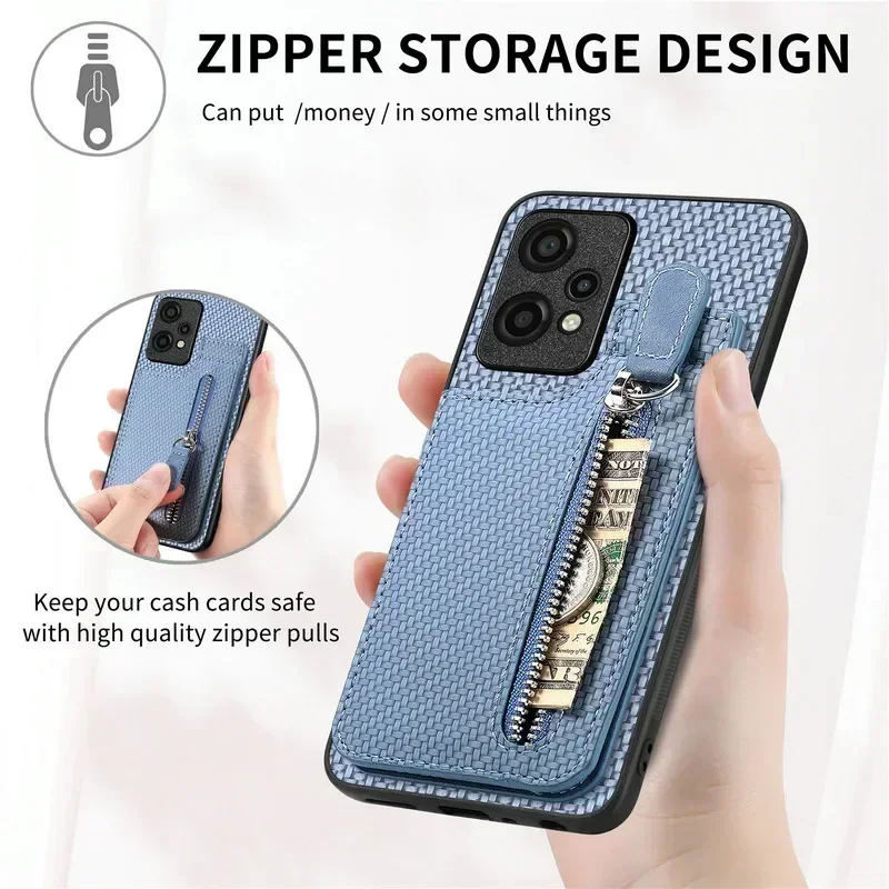 Zipper Wallet Leather Case with Magnetic Back