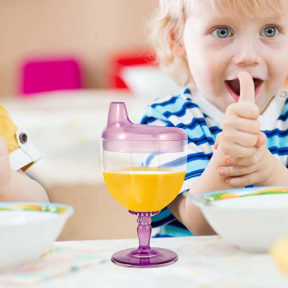 2Pcs 180Ml 투명 플라스틱 용 컵 생생한 색상 어린이 친화적인 크기 주스 마시는 컵용 흘림 방지 디자인