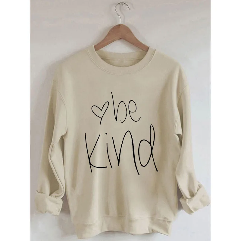 

Rheaclots Be Kind Print Women's Cotton Female Cute Long Sleeves Sweatshirt