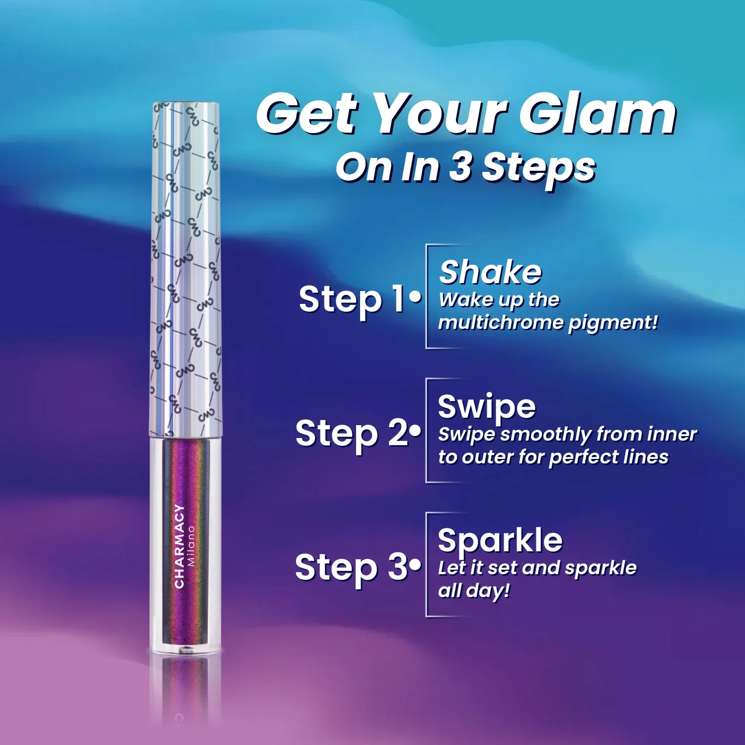 CHARMACY Multichrome Liquid Eyeliner Pen Glitter Waterproof  Long-lasting High Pigment Smudge-proof Eye Liner Makeup for Women 4