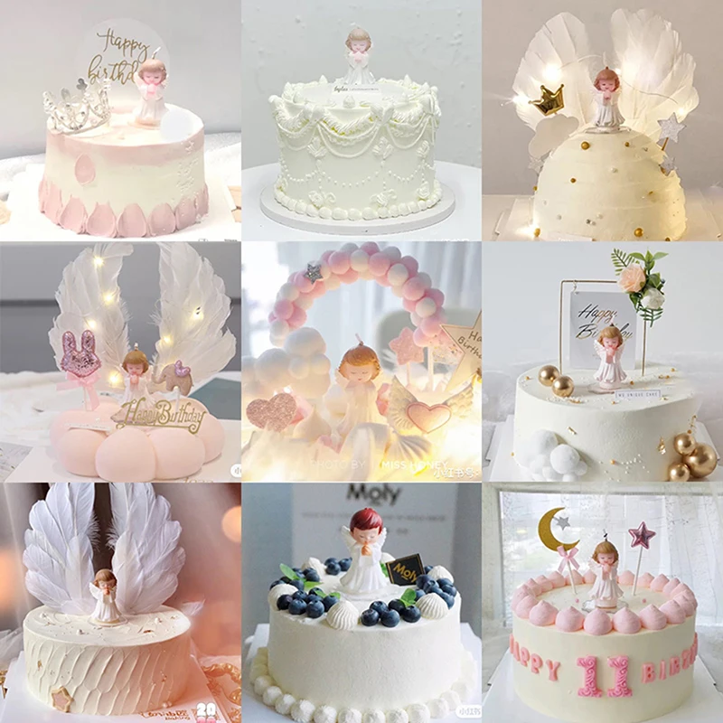 1pc Engel Feder Flügel Flagge Kuchen Topper für Hochzeit Geburtstags feier Backen Dessert Valentinstag Kuchen Top Dekoration Lieferungen – Detail 4