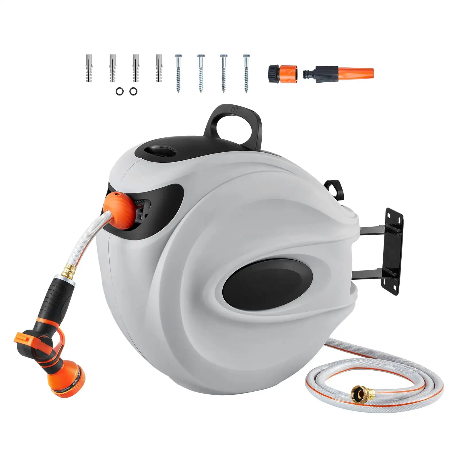 100ft Retractable Garden Hose Reel with Nozzle & Swivel Mount 1
