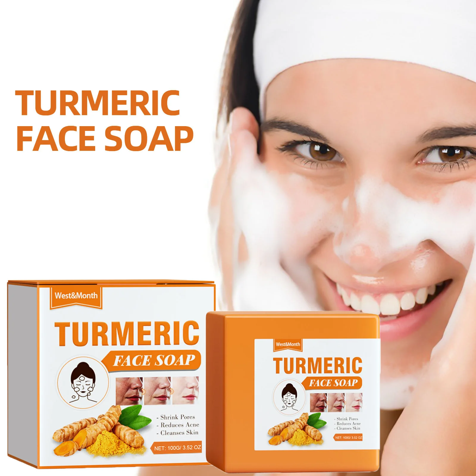 Turmeric Soap Facial Cleanser Turmeric Cleansing Soap Facial Repair Gentle Cleansing Moisturizing Moisture Non-Sticky Clear Products