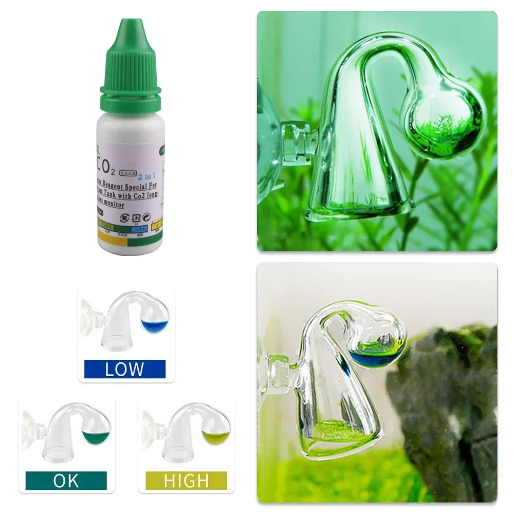 Aquarium CO2 Indicator Solution Monitor Plants Grass CO2 System Concentration Fish Tank Glass Liquid Tester Fluid Drop Checker 6