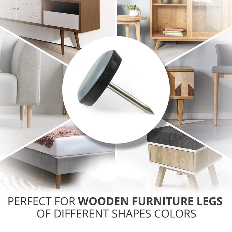40pcs 19/22/25mm Round Furniture Sliders Pads Table Chair Cabinet Sofa Glides Chair Leg Floor Protectors Nail on Sliding Discs furniture leg pads,furniture foot pads,rubber furniture feet pads,furniture foot protector,furniture gliders,furniture foot mats