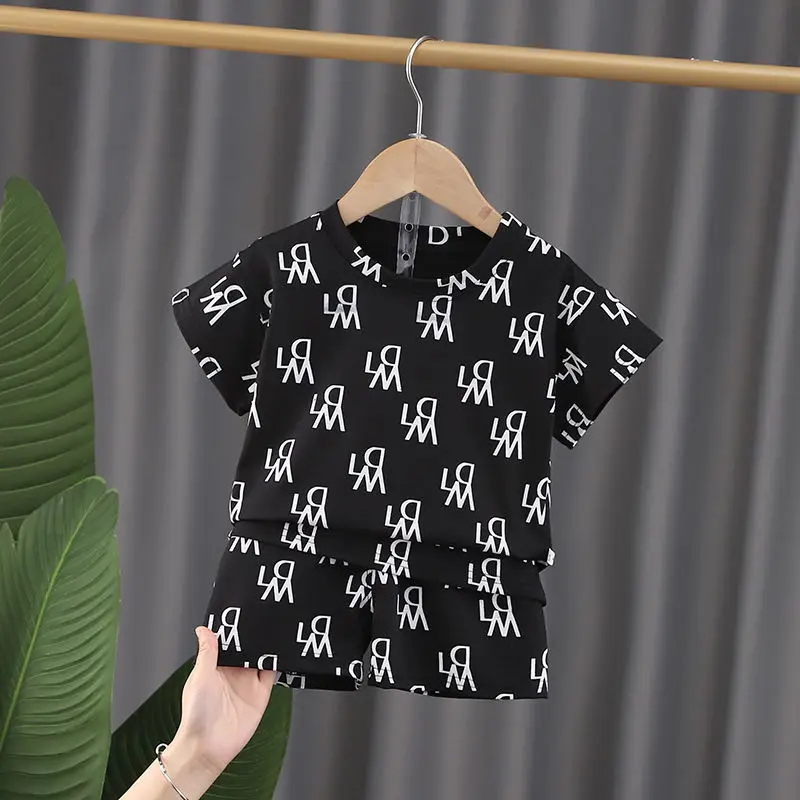 Fashion Children Short Sleeve Tops+Shorts Clothing Set Boy Summer