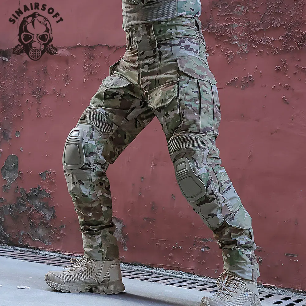 SINAIRSOFT G3 Combat Pants With Knee Pads Airsoft Trousers Multi-camo CP Gen3 Camouflage Shoot Tactical Games Hunting Clothes Combat Pants Camo Pants Sports Trousers Mens Tactical Suit Mens Hunting Suit