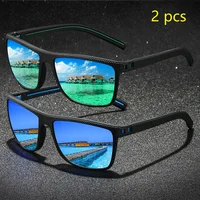 2 paires de lunettes de soleil vintage à motif à carreaux pour hommes et femmes, idéales pour la pêche et la conduite, design carré tendance de marque 3